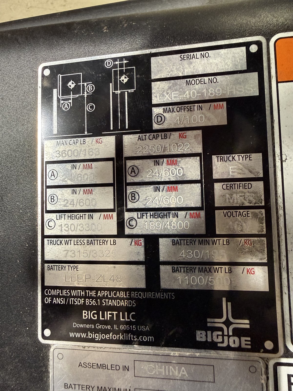 Big Joe LXE40 Spark Electric Forklift, 3,600 lb, Lithium photo 4