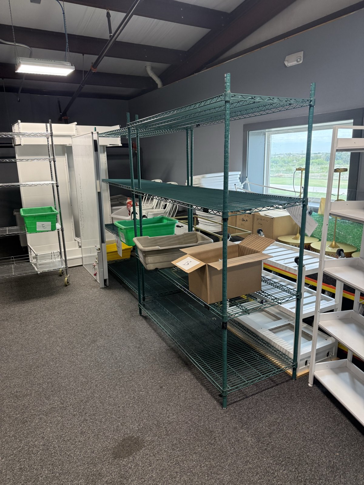 Wire Shelving Units, Chrome and Green Epoxy (Lot)