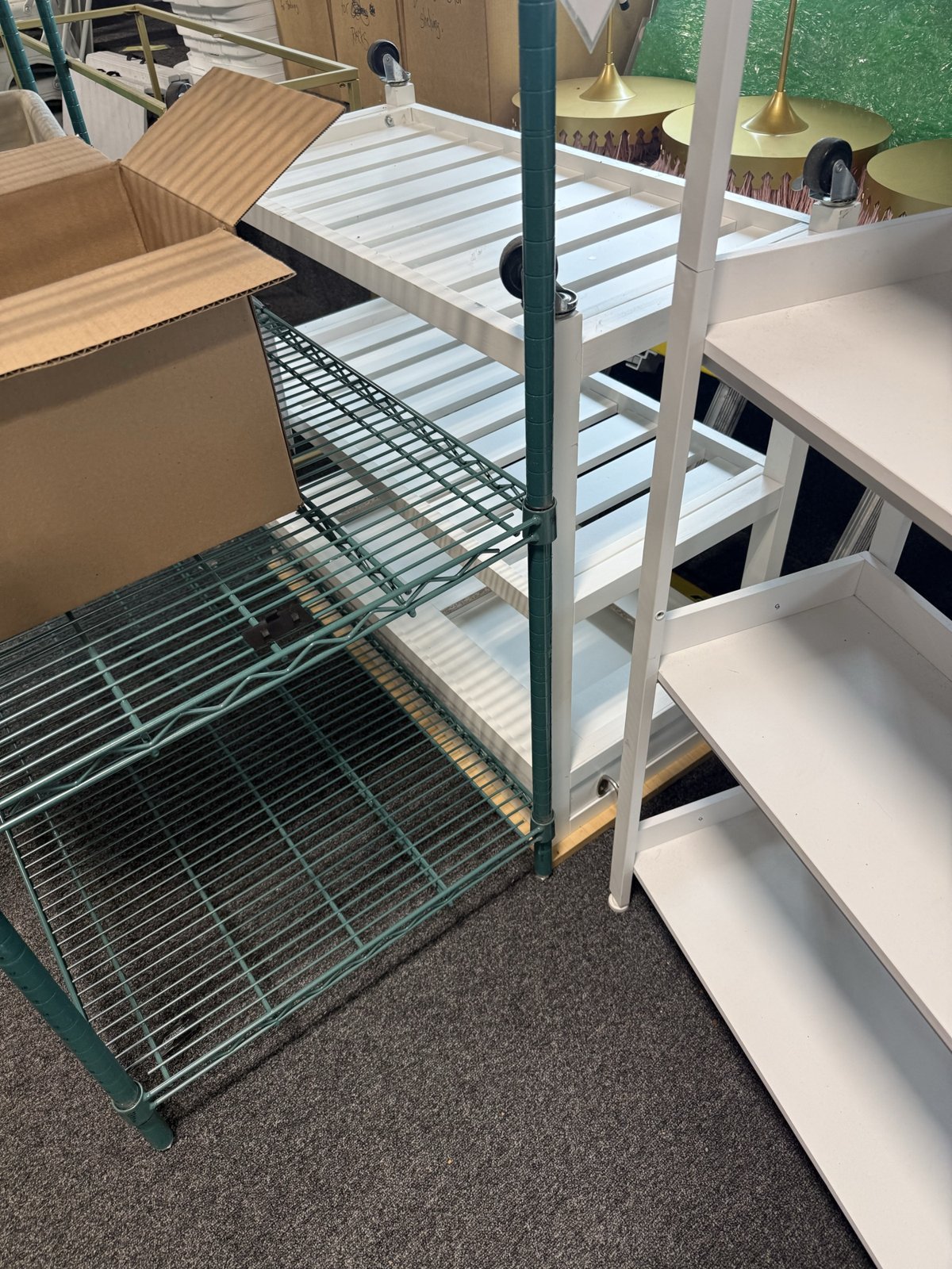 Wire Shelving Units, Chrome and Green Epoxy (Lot) photo 5